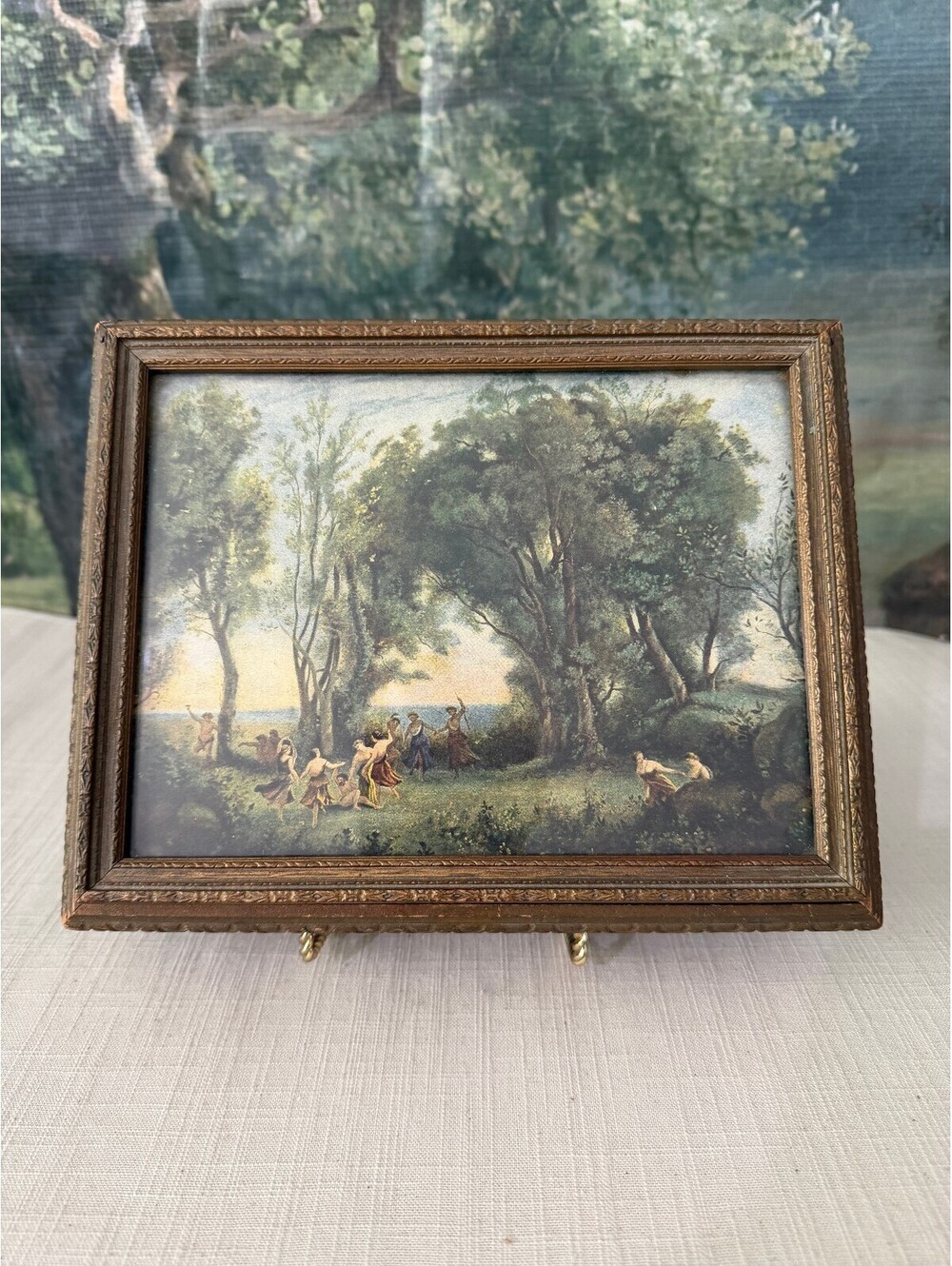 1920s Rare, Antique “Dance of the Nymphs” Carved Wood Jewelry Box